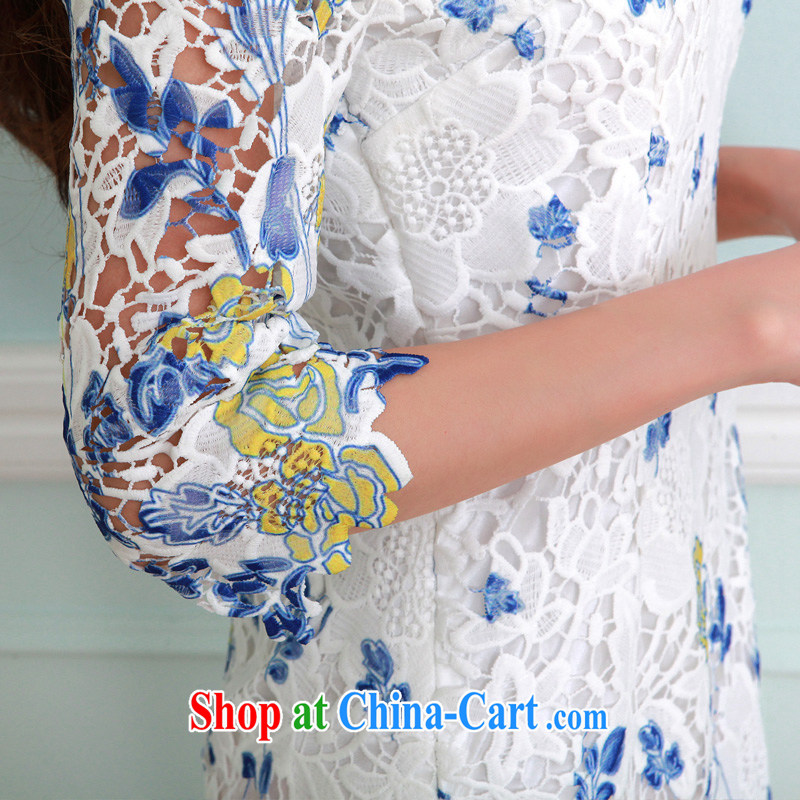 Hi Margaret slavery, long sleeves in floral Openwork lace stamp style beauty dresses larger female Q 111,289 large blue code 3XL 160 jack, hi Maria slavery, shopping on the Internet