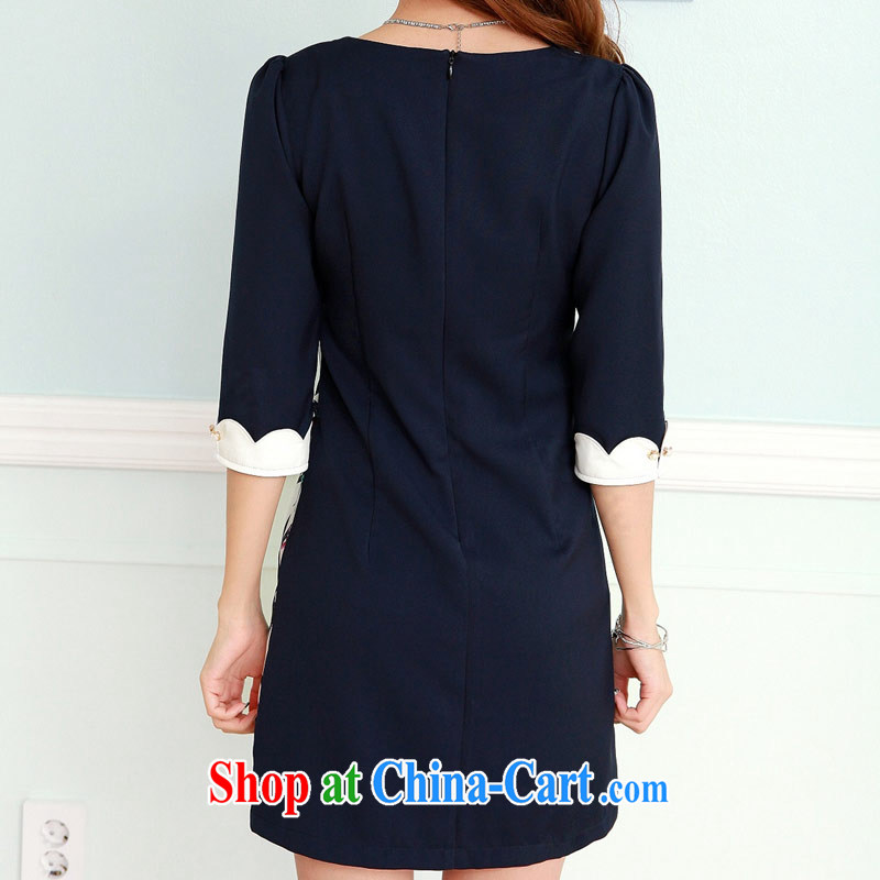 Hi Margaret slavery summer new, stamp duty cuff stitching hit the color code women's clothing dresses package and Q 111,139 large blue code 4 XL 175 jack, hi Maria slavery, shopping on the Internet