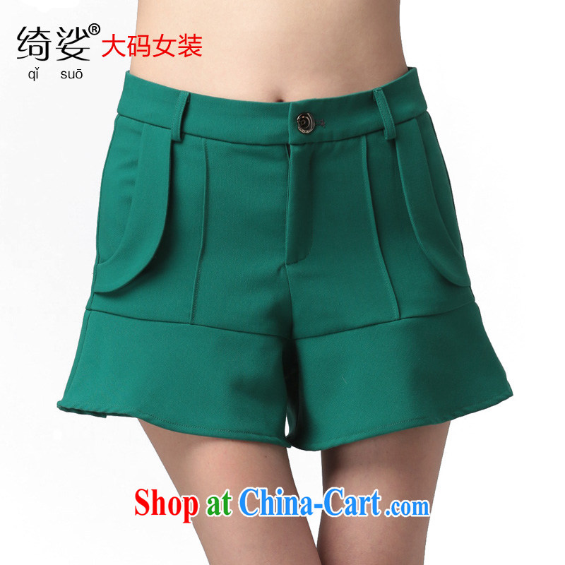 cheer for thick MM spring new larger female Korean flouncing and indeed XL video skinny shorts Item No. 2591 green 2 XL