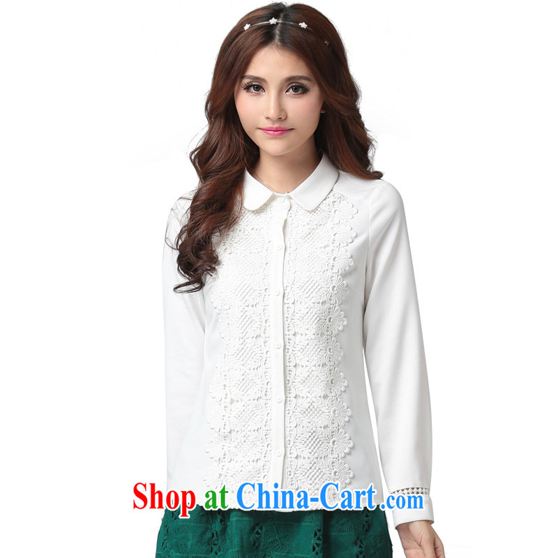 Cross-sectoral expertise provided MM spring new larger female Korean version 100 to lace the fat increase, long-sleeved T-shirt Item No. 2578 white 2XL, cross-sectoral provision (qisuo), and, on-line shopping