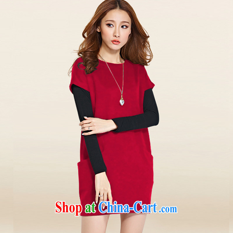 Test-ban better 2015 spring female hair is two-piece and indeed increase, women even long-sleeved clothing and skirt, burgundy red two-piece 3 XL, better, online shopping