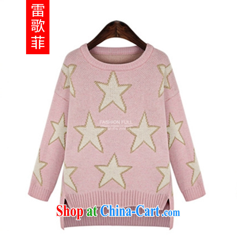 Mine music spring 2015 new and indeed XL sweater on 200 mm jack, round-neck collar and solid knit shirts ladies' 5801 light pink 3XL
