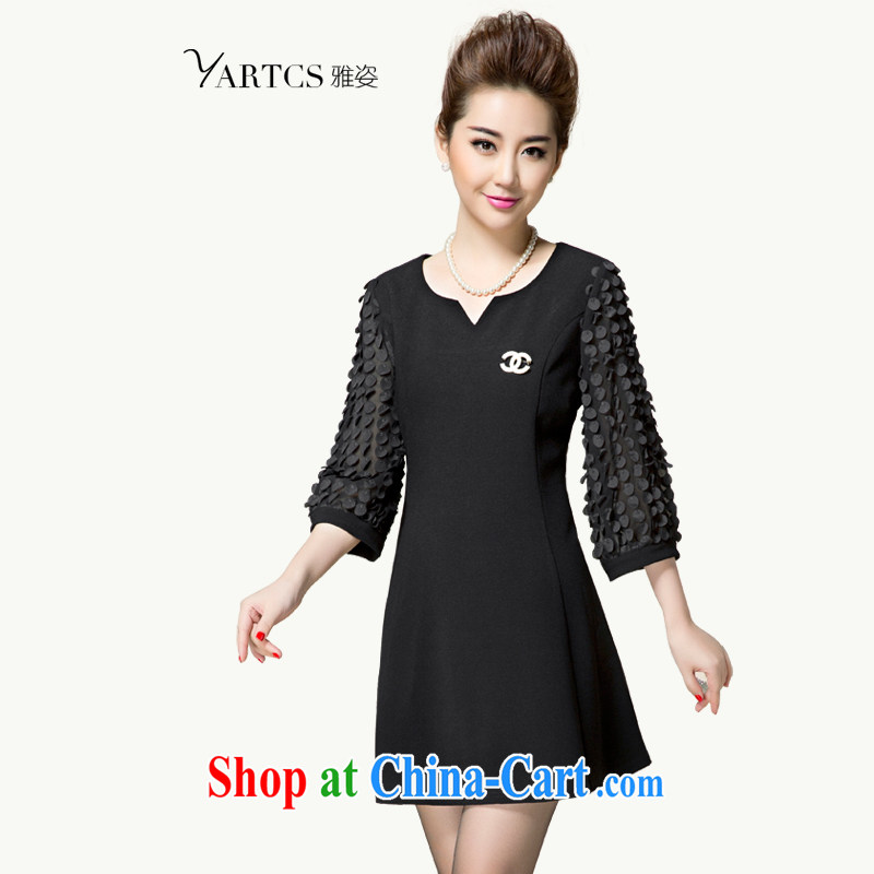 Beauty and the Code women 2015 spring new thick mm stylish beauty simple graphics thin dresses C 8023 black 3 XL