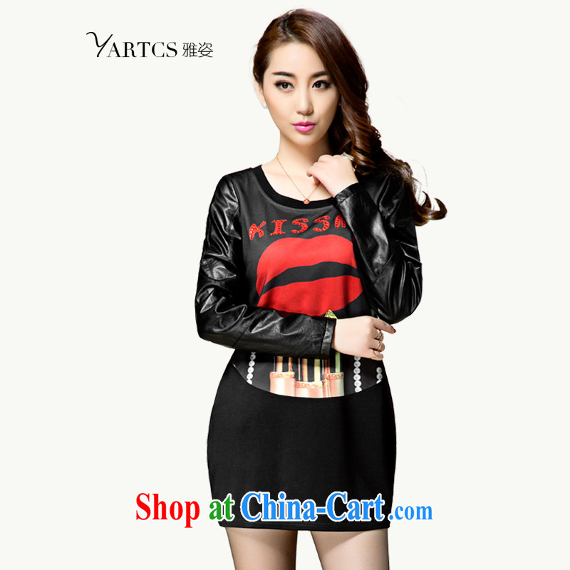 Jacob 2015 colorful larger women mm thick Korean sleeveless a female spring long Graphics thin dresses A 8059 black 4XL