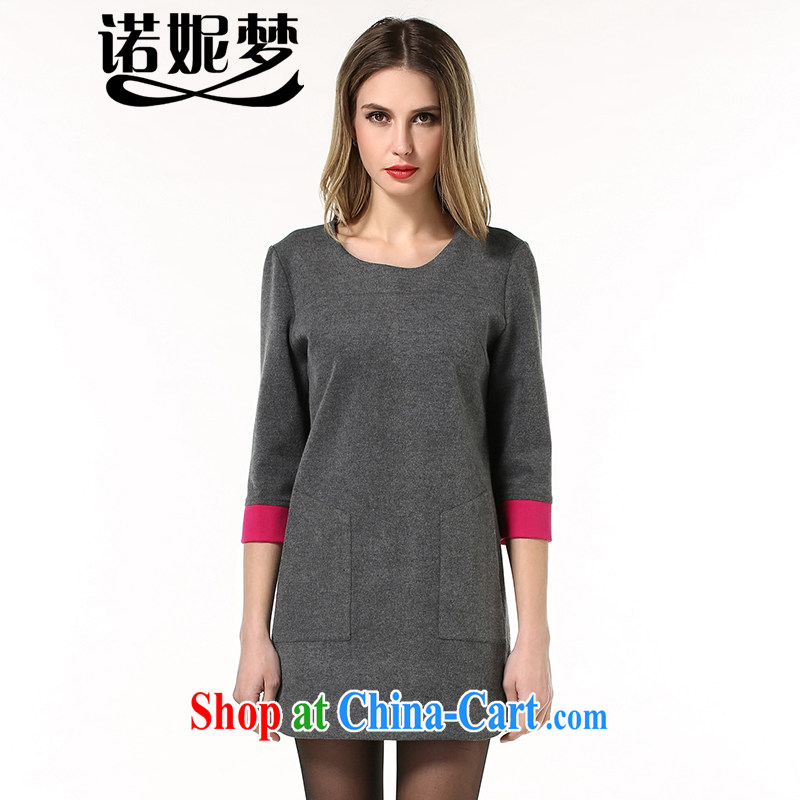 Connie, let the fat XL female 200 Jack mm thick hair so dresses original Europe 2015 spring knocked color stitching solid skirt s 1857 gray XXXXXL