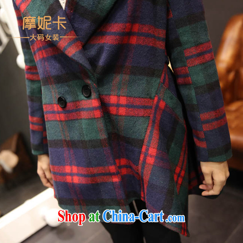 The Code's 2014 mm thick winter clothing new Korean video thin lapel tartan coats, long jacket, female grid XXXXL, Moses Veronica, shopping on the Internet