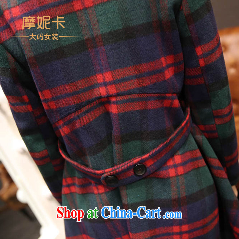 The Code's 2014 mm thick winter clothing new Korean video thin lapel tartan coats, long jacket, female grid XXXXL, Moses Veronica, shopping on the Internet