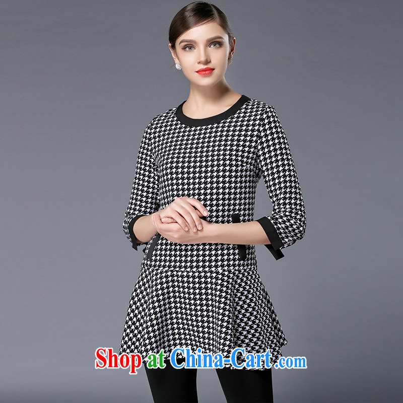 The silk, honey XL girls thick MM graphics thin 2015 spring round-collar black-and-white 1000 birds, cultivating dresses ZZ 3340 Map Color XL (118 jack - 130 jack wear), the population, honey, and shopping on the Internet