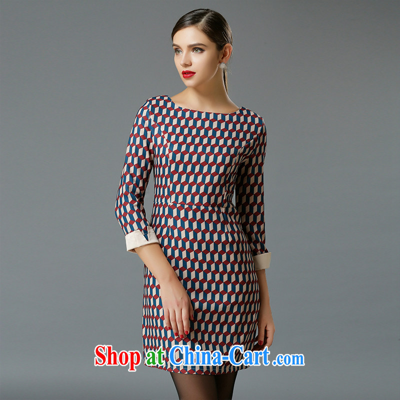 The silk, honey King, female fat MM graphics thin 2015 spring round-collar stamp beauty dresses ZZ 3336 Map Color 4 XL (158 jack - 170 jack wear), the population, honey, and shopping on the Internet