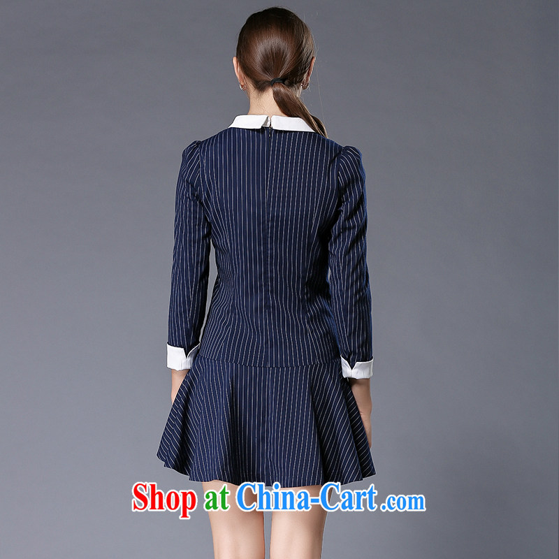 The silk, honey XL girls thick MM graphics thin 2015 spring lapel striped dresses ZZ 3325 Map Color XL (121 jack - 135 jack wear), the population, honey, and shopping on the Internet