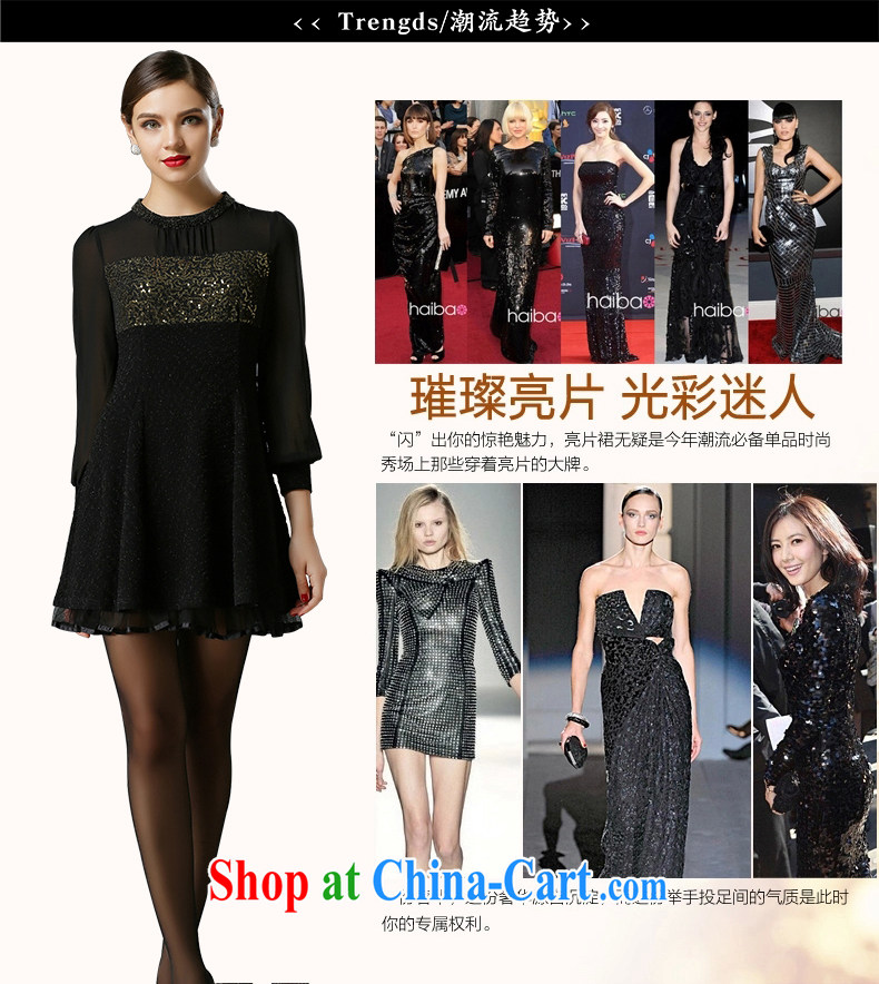 The silk, honey King, women's clothing thick MM cultivating 2015 spring, stitching snow woven dresses ZZ 3320 gold black 5 XL (176 jack - 190 Jack through) pictures, price, brand platters! Elections are good character, the national distribution, so why buy now enjoy more preferential! Health