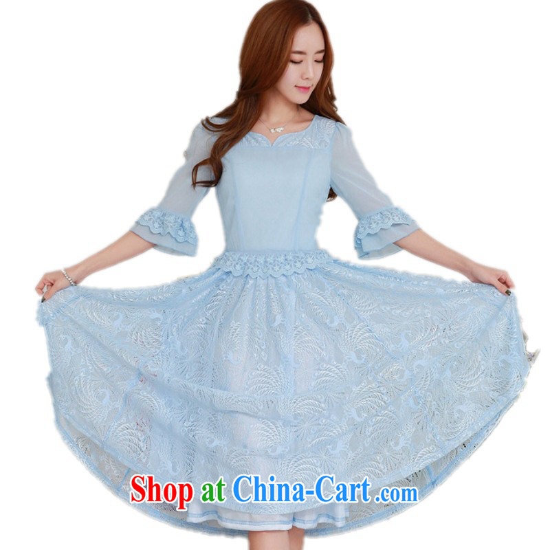The delivery package mail -- 2015 new elegant goddess aura OL horn cuff in dress XL OL beauty in long skirt dress skirt blue 4 XL 165 - 180 jack