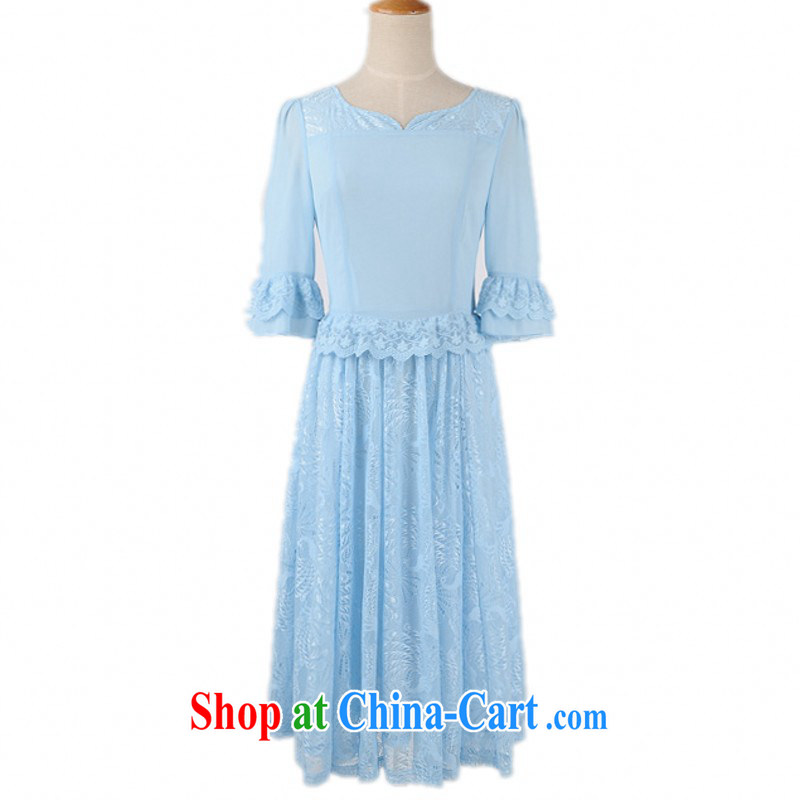 The delivery package mail -- 2015 new elegant goddess aura OL horn cuff in dress code and beauty in OL long skirt dress skirt blue 4 XL 165 - 180 jack, land is still the garment, shopping on the Internet