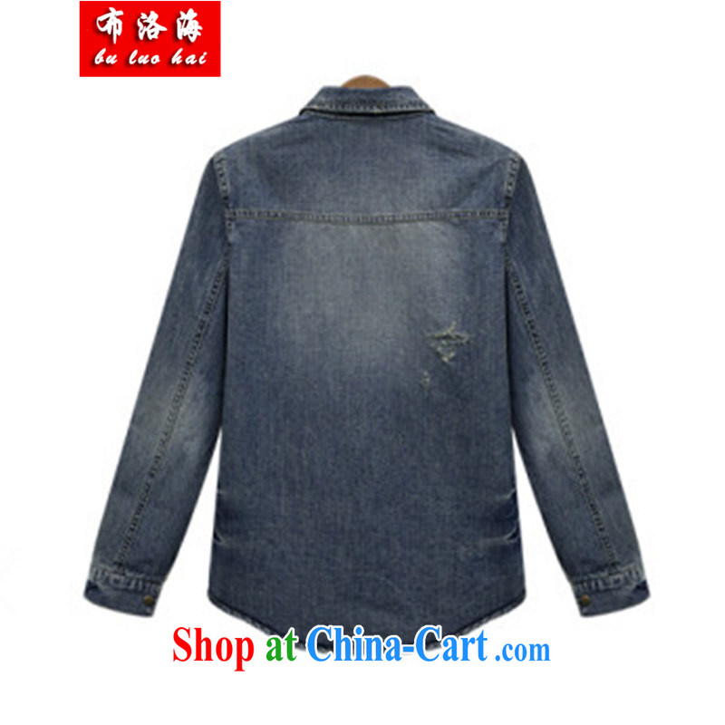 The sea 2015 spring new, larger female thick MM increase the fat fashion denim jacket ladies shirt T-shirt 2336 photo color XXXXXL/175 - 215 jack, sea, shopping on the Internet