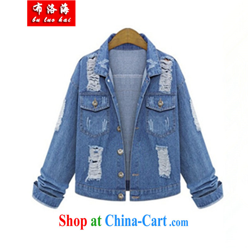 The sea 2015 spring new stylish large Code women mm thick denim jacket and indeed intensify, short jacket, T-shirt 2335 photo color XXXXXL/190 - 220 jack, sea, shopping on the Internet