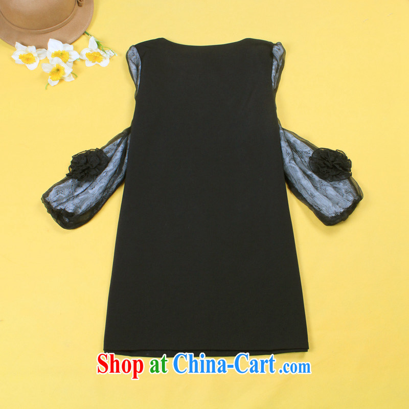 The line spend a lot code female new OL Korean video thin thick mm stitching is a loose dress, wear solid skirt with necklaces X 18 - 1 black 5 XL, sea routes, and shopping on the Internet