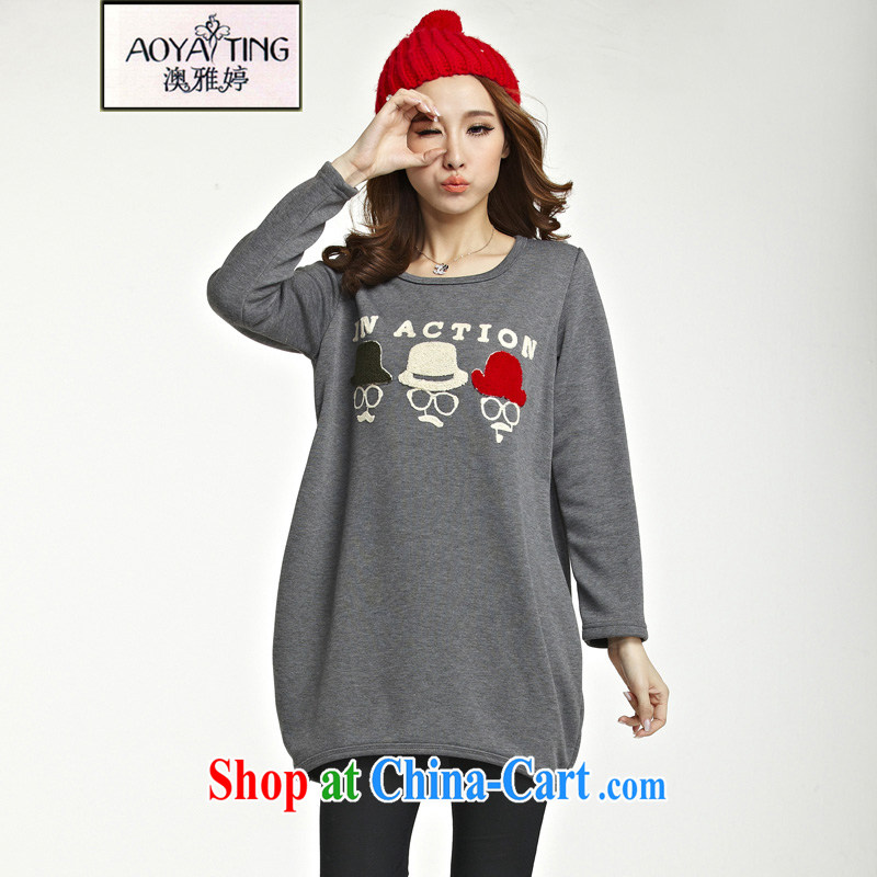o Ya-ting and indeed increase, female, long sweater girl thicken the lint-free cloth solid shirts are lint-free cloth long-sleeved T-shirt 5090 moustache, gray XL recommends that you 138 - 165 jack