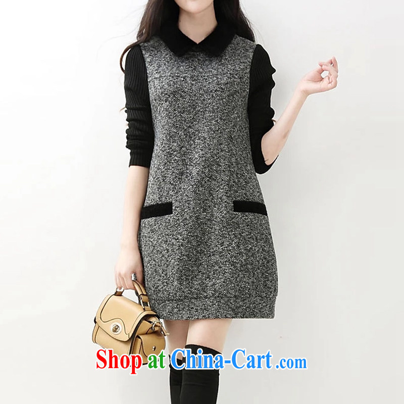 Poetry, women's clothing 2015 spring new, large, Knitted cuffs stitching skirts lapel thick beauty graphics thin solid-skirt 9218 gray M, poetry, and, shopping on the Internet