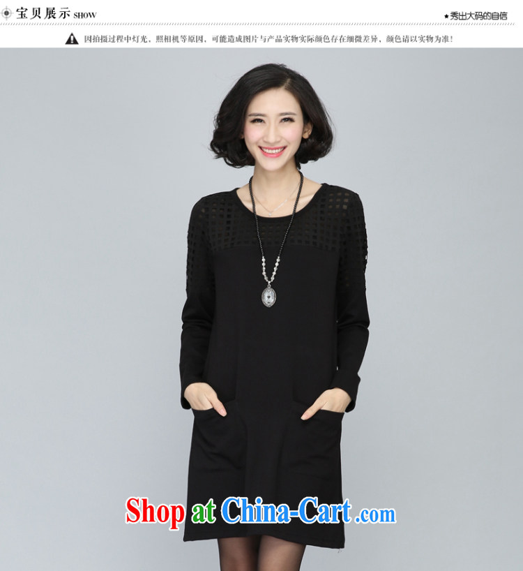 Eternal-soo and indeed increase, female dress thick, graphics thin, spring 2015 new thick sister Korean meat flower Openwork round-collar long-sleeved direct and dress black 3 XL pictures, price, brand platters! Elections are good character, the national distribution, so why buy now enjoy more preferential! Health