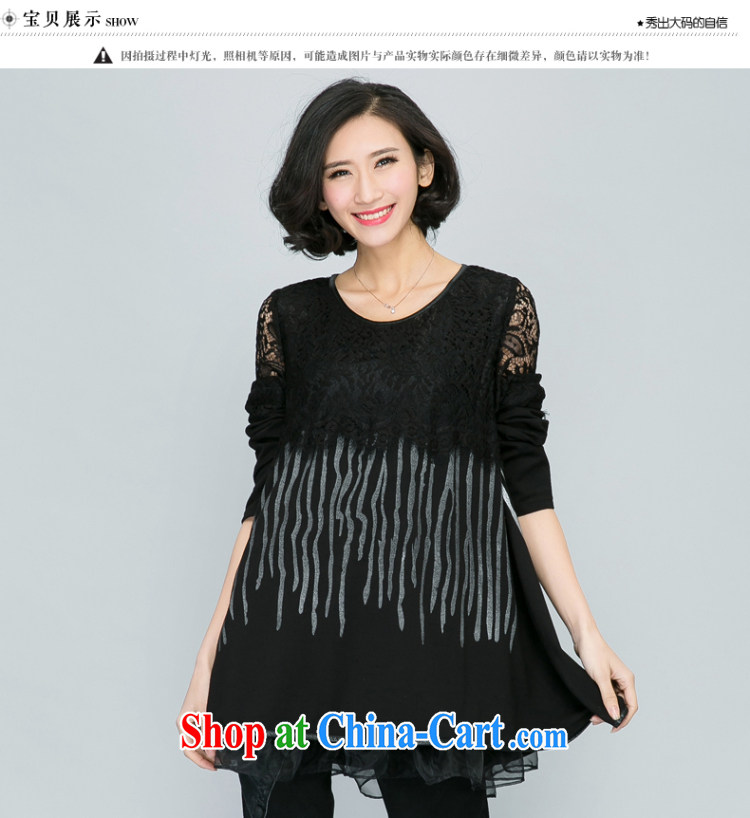 Eternal-soo and indeed increase, female 200 Jack 2015 spring new MM thick eyelashes lace round-collar-cake skirt with long-sleeved shirt T dress shirt black 4 XL pictures, price, brand platters! Elections are good character, the national distribution, so why buy now enjoy more preferential! Health