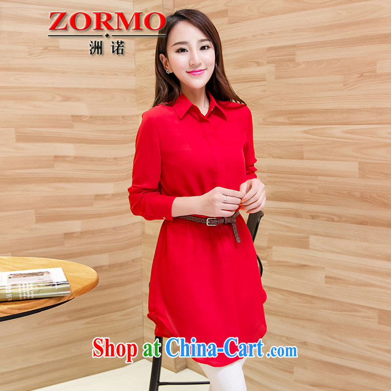 ZORMO spring 2014 new Korean female, long and fat XL shirt thick mm King casual shirt red 5XL 175 - 195 jack, ZORMO, shopping on the Internet