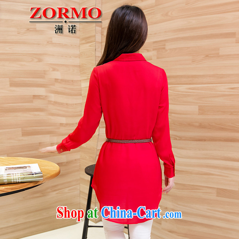 ZORMO spring 2014 new Korean female, long and fat XL shirt thick mm King casual shirt red 5XL 175 - 195 jack, ZORMO, shopping on the Internet