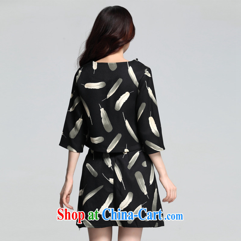 Loved 2015 spring new Korean version 7 Loose Cuff-XL female Two-piece dresses 3658 black 4XL, loved (Tanai), online shopping