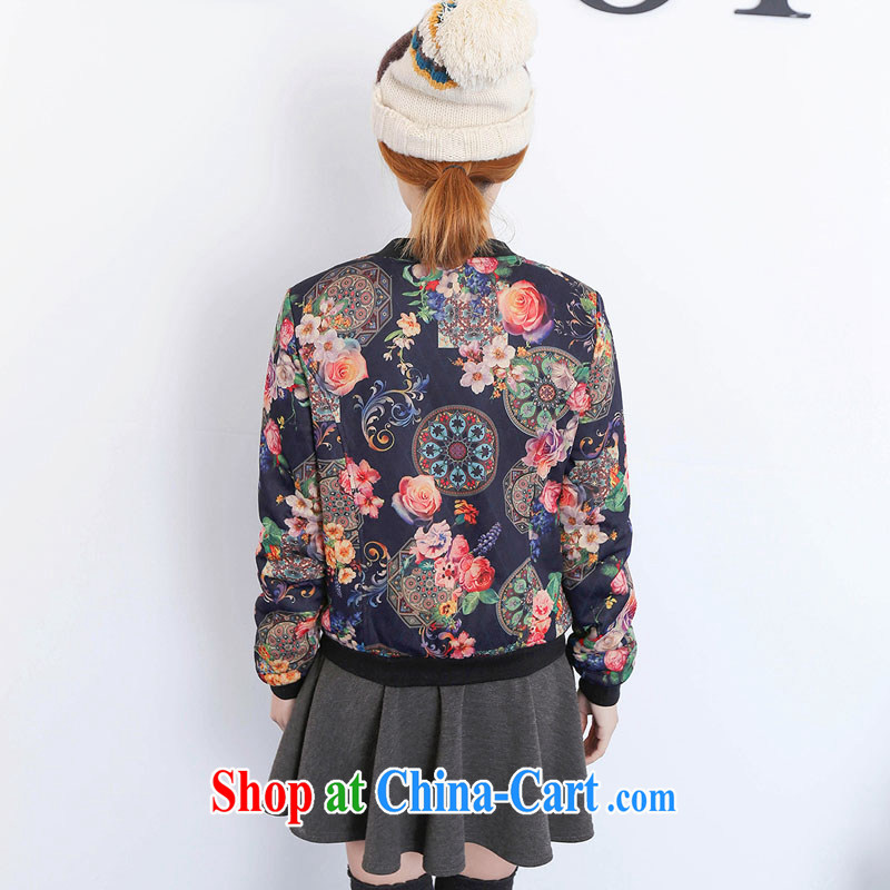 The line spend a lot, women 2015 new Korean version graphics thin thick mm baseball casual 100 stamp duty on loose coat spring, 28 J 82 dark blue floor antique stamp 3XL, sea routes, and, on-line shopping