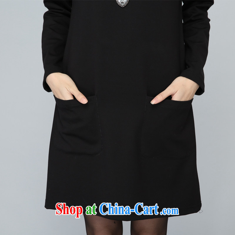 The fat increase, female dress thick sister 2015 new graphics thin Korean spring loaded thick MM skirt solid fat sister Korean version of the greater code graphics thin dresses black XXXXL, BS, shopping on the Internet
