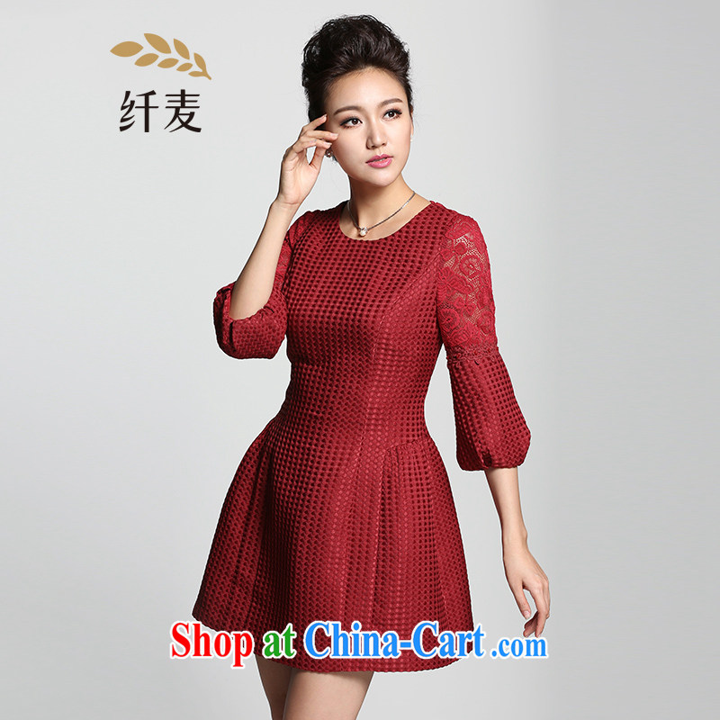 The Mak is the female 2015 spring new thick mm stylish sweet elegant lace dress 951102970 red 4 XL