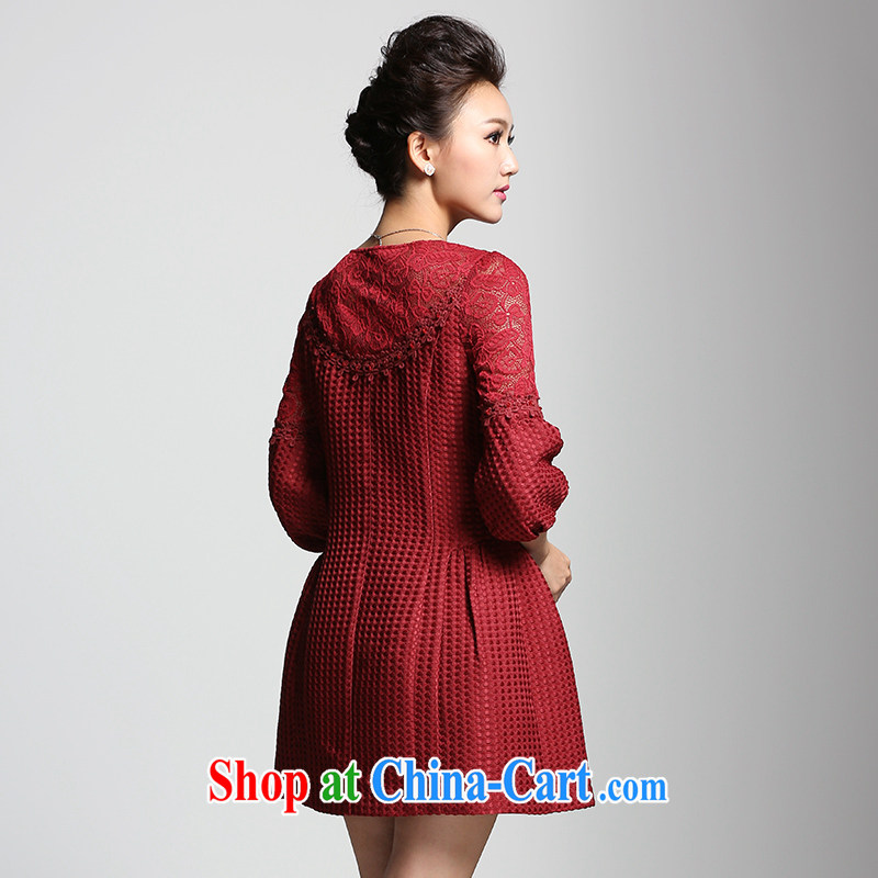 The Mak is the female 2015 spring new thick mm stylish sweet elegant lace dress 951102970 red 4 XL, former Yugoslavia, Mak, and shopping on the Internet