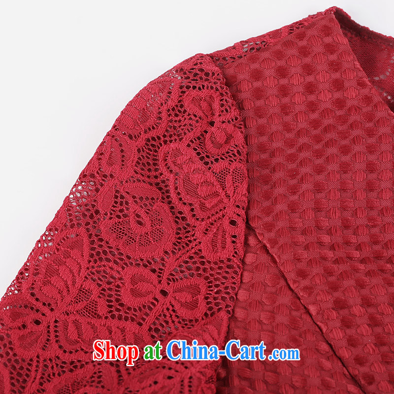 The Mak is the female 2015 spring new thick mm stylish sweet elegant lace dress 951102970 red 4 XL, former Yugoslavia, Mak, and shopping on the Internet
