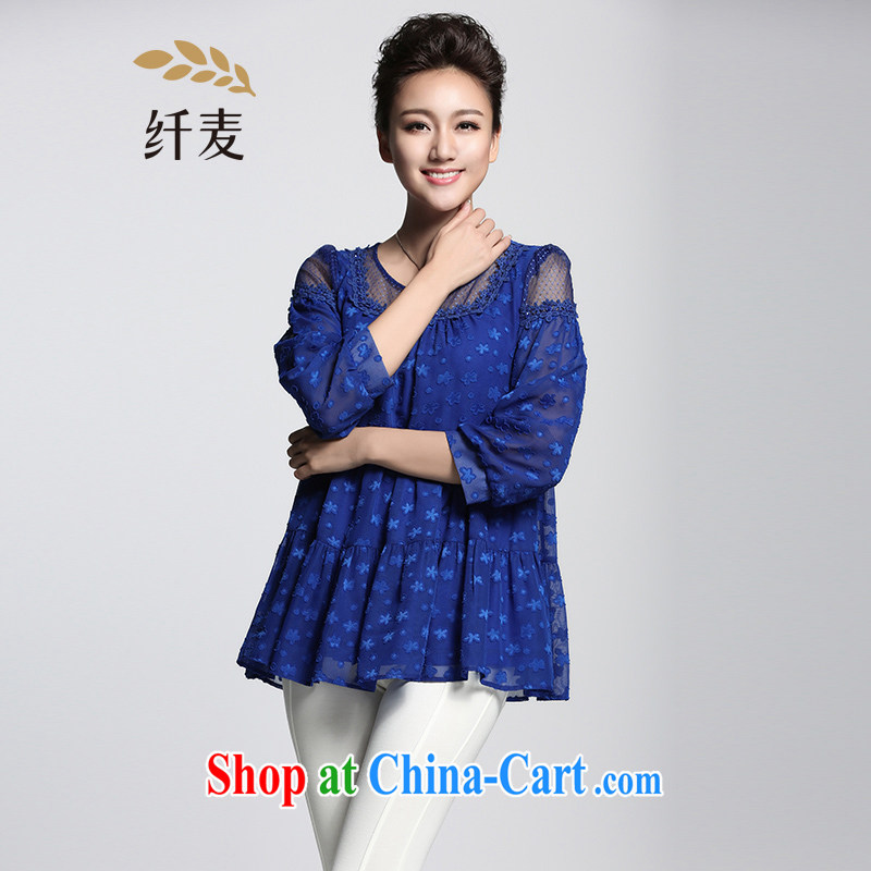Slim, Mr Big, female 2015 spring new thick mm stylish sweet elegant snow woven shirts 951364249 blue 2 XL