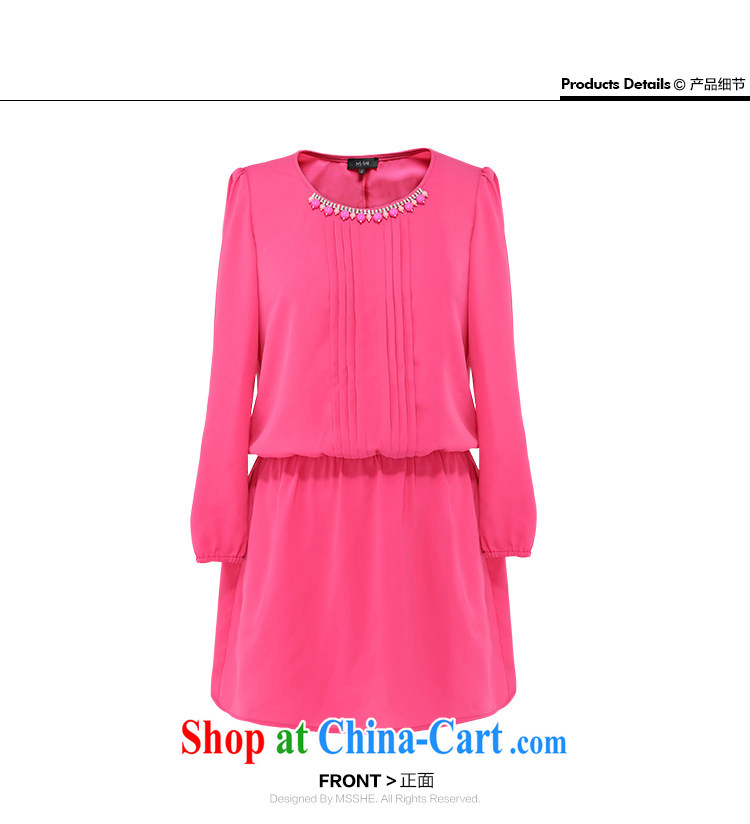 MSSHE XL women 2015 spring 100 to ground pin pearl necklace long-sleeved round neck long T shirts clearance 2472 red 5 XL pictures, price, brand platters! Elections are good character, the national distribution, so why buy now enjoy more preferential! Health