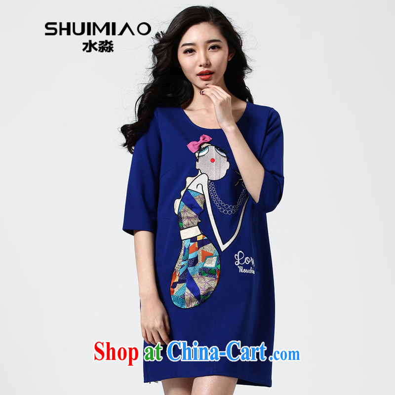 Water with larger female spring new 2015 Korean version 5 cuff in cultivating graphics thin dresses S CY 15 4548 PO, 3 XL