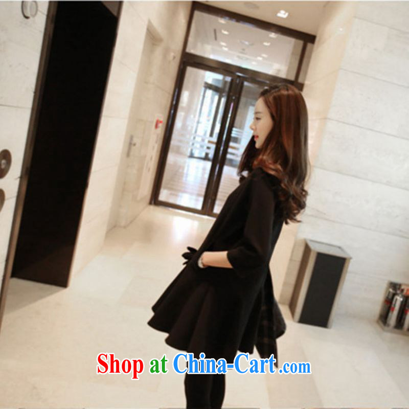 Pixel write Set Spring and Autumn 2015, extra-large, Korean fashion style women's clothing 7 100 cuff hem dress skirt solid 200 jack is wearing a black XXXL, write set, and shopping on the Internet
