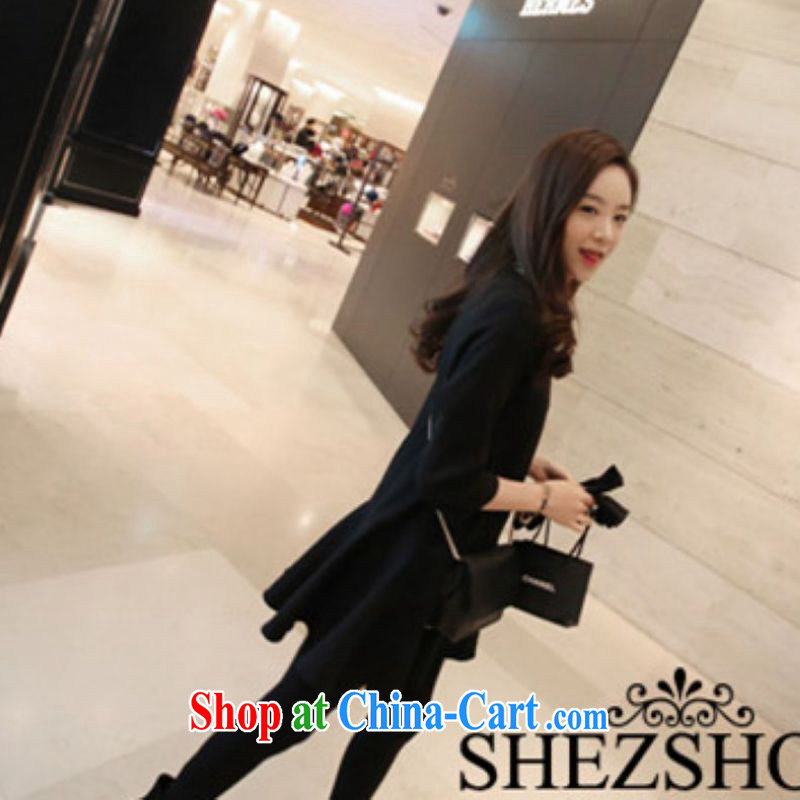 Pixel write Set Spring and Autumn 2015, extra-large, Korean fashion style women's clothing 7 100 cuff hem dress skirt solid 200 jack is wearing a black XXXL, write set, and shopping on the Internet