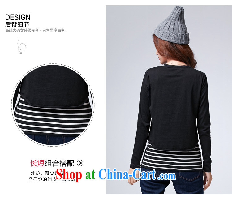 cheer for spring new, larger female Korean black-and-white striped shirt T 2 piece thick MM cultivating graphics thin flows of goods 2619 black 4XL pictures, price, brand platters! Elections are good character, the national distribution, so why buy now enjoy more preferential! Health