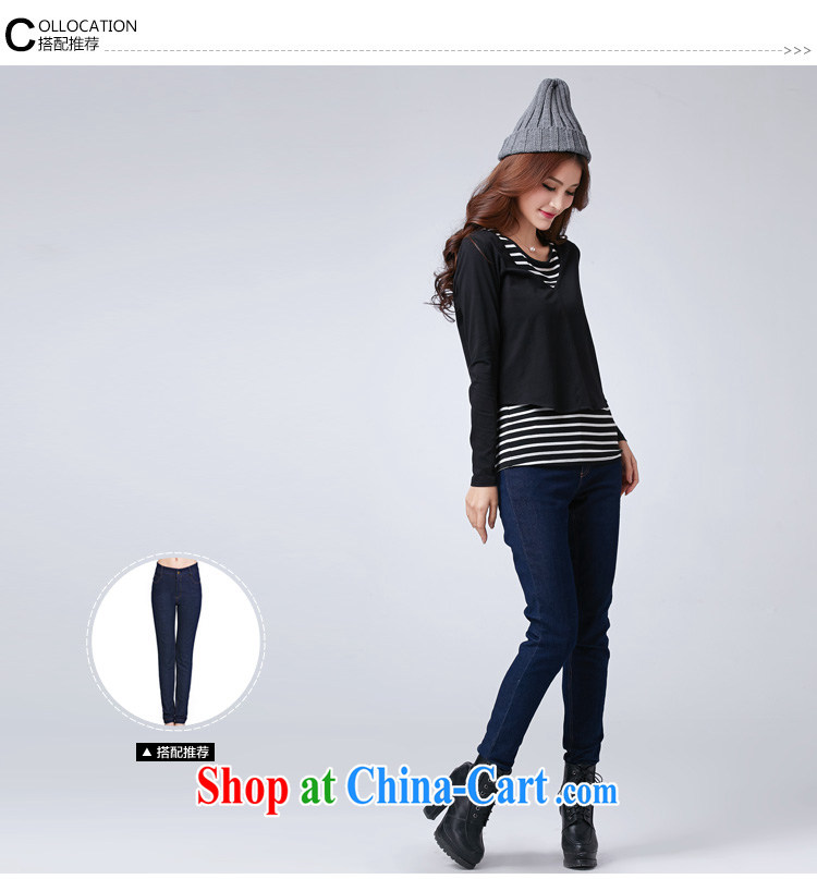 cheer for spring new, larger female Korean black-and-white striped shirt T 2 piece thick MM cultivating graphics thin flows of goods 2619 black 4XL pictures, price, brand platters! Elections are good character, the national distribution, so why buy now enjoy more preferential! Health