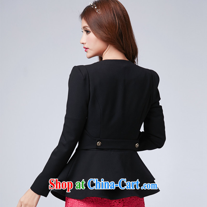 cheer for the code female spring new OL career jacket beauty long-sleeved V collar and indeed intensify, the number 2588 black 2 XL, cross-sectoral provision (qisuo), shopping on the Internet