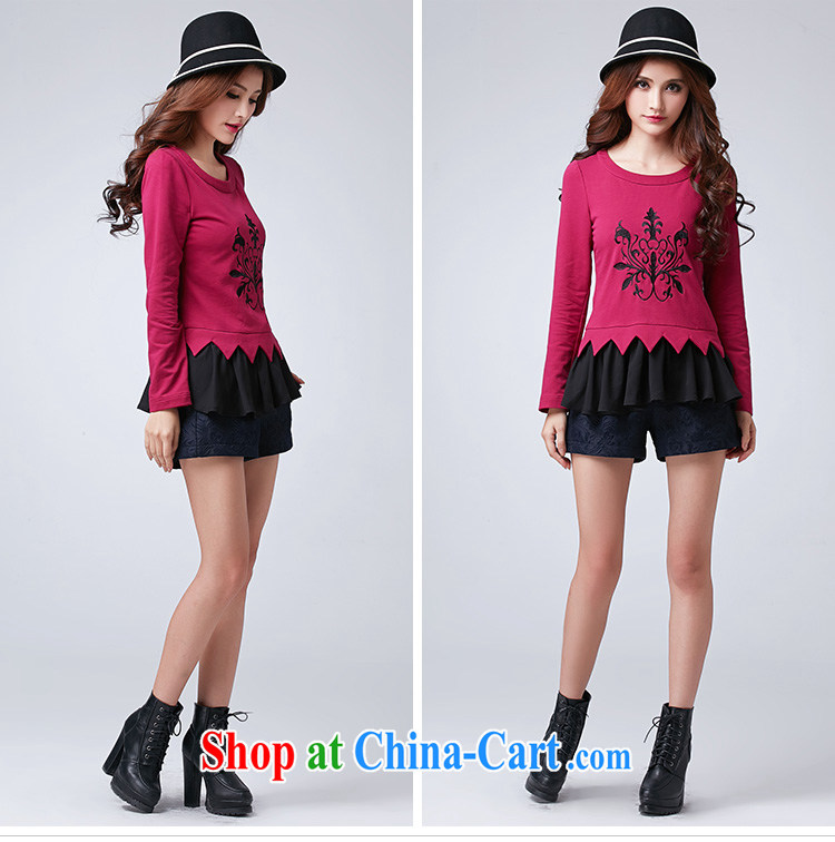 cheer for the code female Korean head round-collar long-sleeved stitching T pension spring new thick MM cultivating graphics thin volume number 2586 Magenta 2XL pictures, price, brand platters! Elections are good character, the national distribution, so why buy now enjoy more preferential! Health