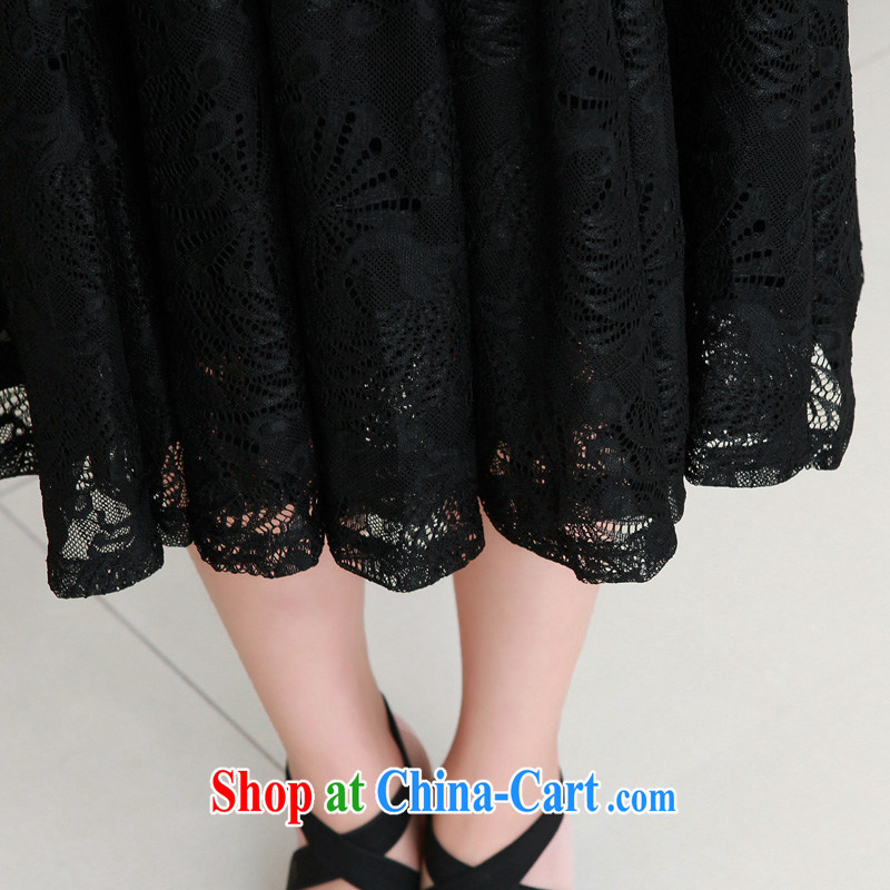 Constitution, spring 2015 new Korean antique lace 7 cuff Phoenix lace stitching XL female snow woven dresses thick mm large, long skirt black 4XL 165 - 180 jack, constitution, and shopping on the Internet