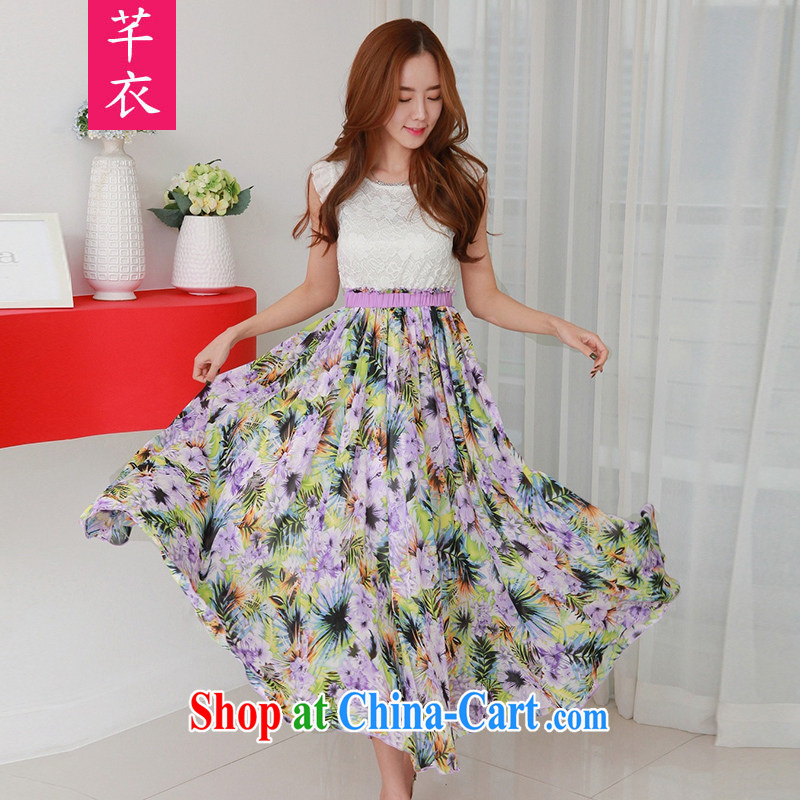 Constitution, 2015 girls spring loaded new the ventricular hypertrophy, only the US lace stitching large snow woven softness stamp long skirt thick mm leisure beach dresses purple XL 4 175 - 190 jack