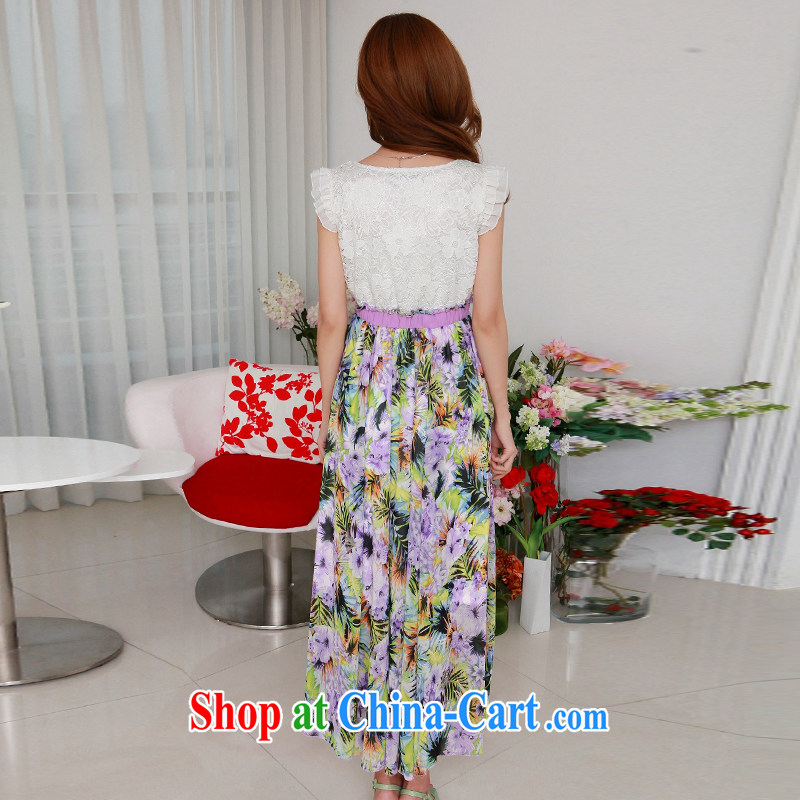 Constitution, 2015 women new spring, the hypertrophy, only the US lace stitching large snow drifts woven stamp long skirt thick mm leisure beach dresses purple XL 4 175 - 190 jack, constitution, and, shopping on the Internet