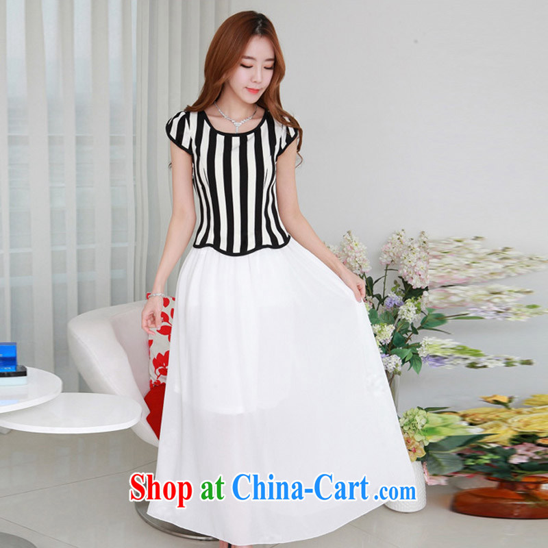 Land is still the Yi summer 2015 new Korean version the code female graphics thin, vertical streaks graphics slim, woven snow drifts elegance long skirt 98,361 white XXXXL, land is still the garment, shopping on the Internet