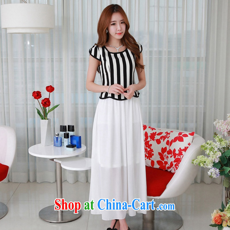 Land is still the Yi summer 2015 new Korean version the code female graphics thin, vertical streaks graphics slim, woven snow drifts elegance long skirt 98,361 white XXXXL, land is still the garment, shopping on the Internet