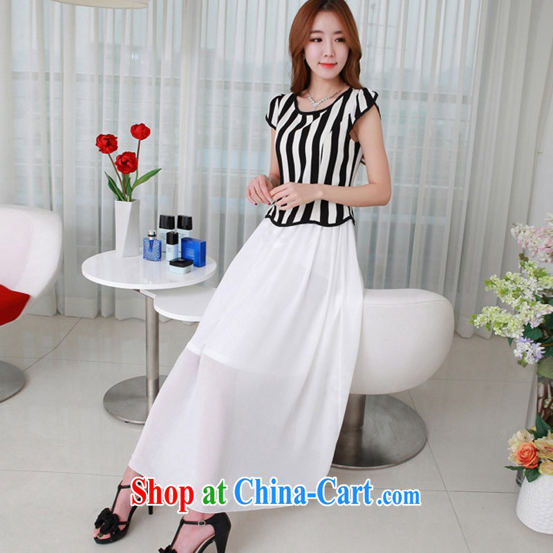 Land is still the Yi summer 2015 new Korean version the code female graphics thin, vertical streaks graphics slim, woven snow drifts elegance long skirt 98,361 white XXXXL, land is still the garment, shopping on the Internet