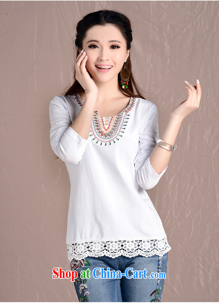 light at the national wind embroidery blossoms, stitching the code female round-collar cultivating long-sleeved girl T ZJYU 8929 white XXL pictures, price, brand platters! Elections are good character, the national distribution, so why buy now enjoy more preferential! Health