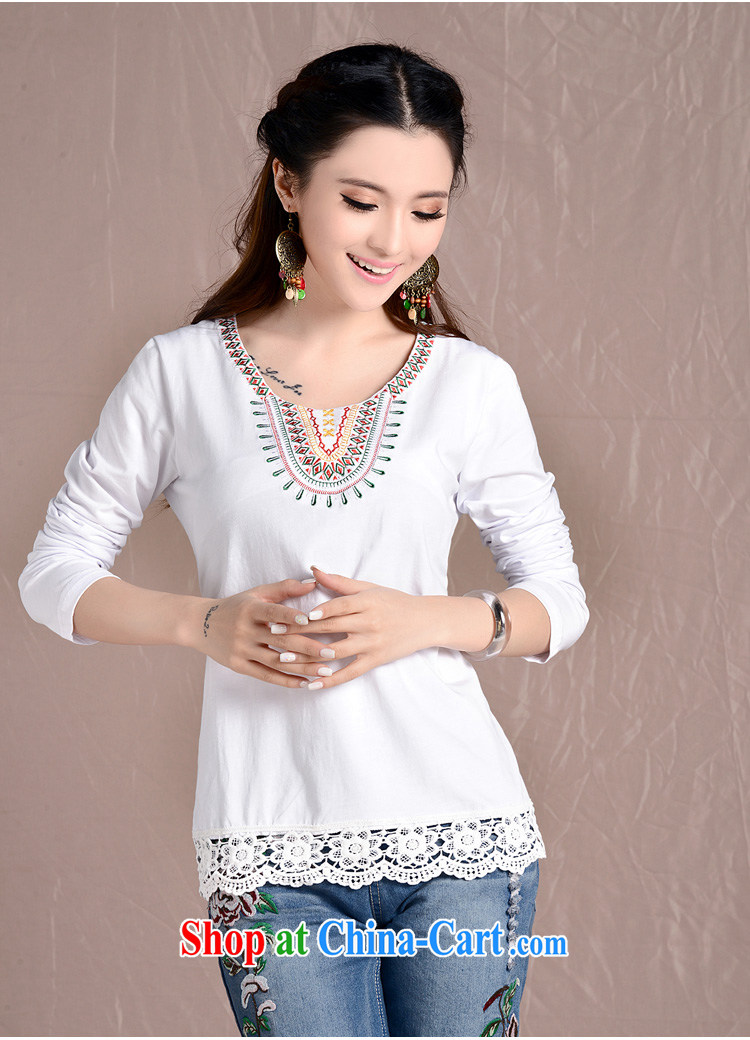 light at the national wind embroidery blossoms, stitching the code female round-collar cultivating long-sleeved girl T ZJYU 8929 white XXL pictures, price, brand platters! Elections are good character, the national distribution, so why buy now enjoy more preferential! Health