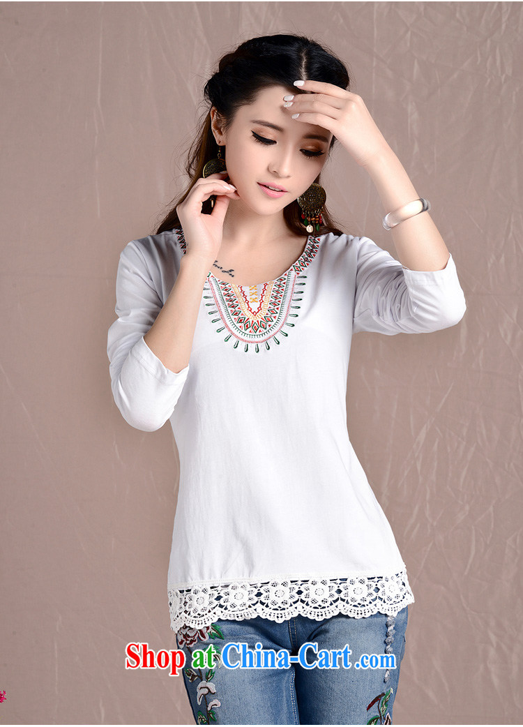 light at the national wind embroidery blossoms, stitching the code female round-collar cultivating long-sleeved girl T ZJYU 8929 white XXL pictures, price, brand platters! Elections are good character, the national distribution, so why buy now enjoy more preferential! Health
